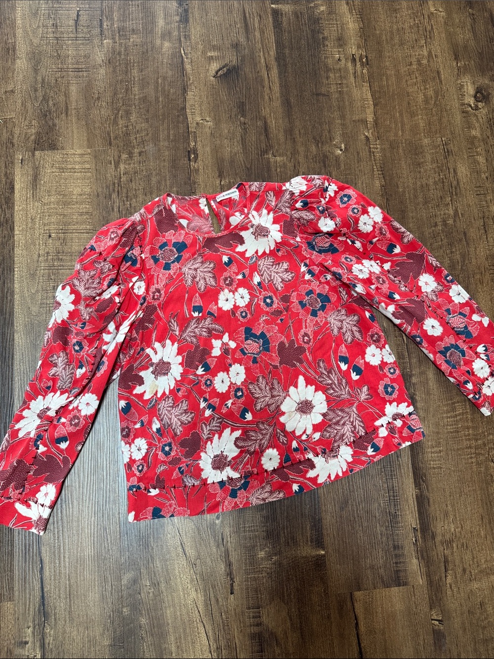 Ulla Johnson Red Floral Long Sleeve Blouse